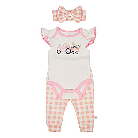 Infant Girls' Tractor Short Sleeve Jogger Set - 3 Pc