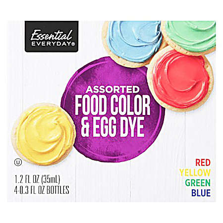 Food Color and Egg Dye Assorted Red, Yellow, Green, Blue