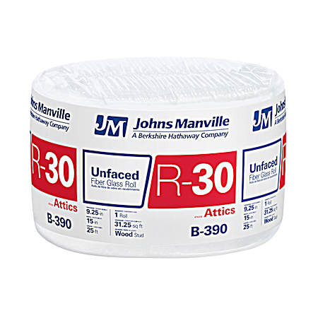 15 in. x 25 ft. R30 Unfaced Fiberglass Insulation Roll (31.25 sqft)