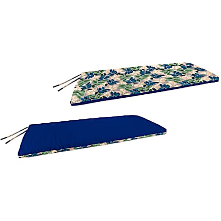 Bench Cushion - Blue/Green Leaf