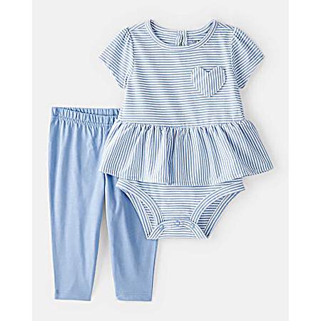 Infant Blue Stripe Heart Set - 2 Pc