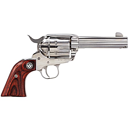 Ruger 5109 Vaquero  Medium Frame 357 Mag/38 Special 6rd 4.62 High Gloss Stainless Steel Barrel, Cylinder & Frame, Hardwood Grip, Transfer Bar Safety, Exposed Hammer