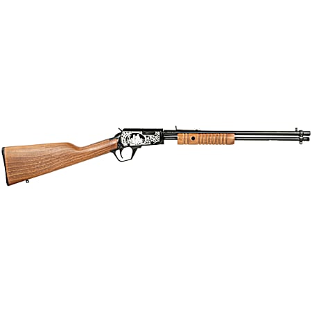 Rossi RP22181WDEN16 Gallery  Full Size 22 LR 15+1, 18 Polished Black Steel Barrel Polished Black w/Father And Son Hunting Scene Engraving Steel Receiver, Hardwood Fixed Stock, Right Hand
