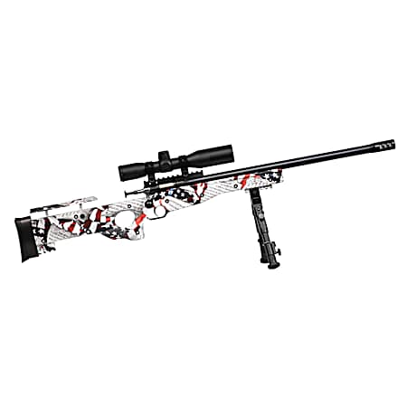 Crickett KSA2153 Precision Complete Package 22 LR 1rd 16.12 Blued American Flag & Amendment Fixed Thumbhole Stock Right Hand (Youth)