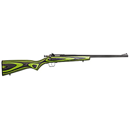 Crickett KSA2231 Youth  22 LR 1rd 16.12 Blued Barrel & Receiver, Fixed Front/Adjustable Rear Peep Sights, Green/Black Laminate Stock w/11.5 LOP, Rebounding Firing Pin Safety
