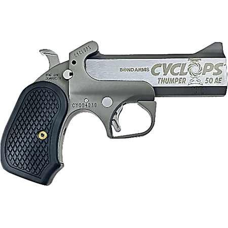 Bond Arms BACY Cyclops Thumper 50 AE 1 Shot 4.25 Black/SS Stainless Steel Barrel, Black Rough & Tumble Stainless Steel Frame, Black B6 Resin Grips