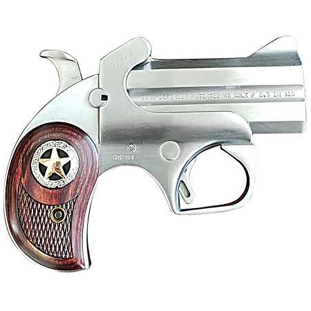 Bond Arms BARD Rustic Defender  45 Colt (LC) Caliber or 2.50 410 Gauge 2rd 3 Barrel, Stainless Steel Finish, Rosewood Grip w/Integrated Star, Includes Exclusive Holster Package