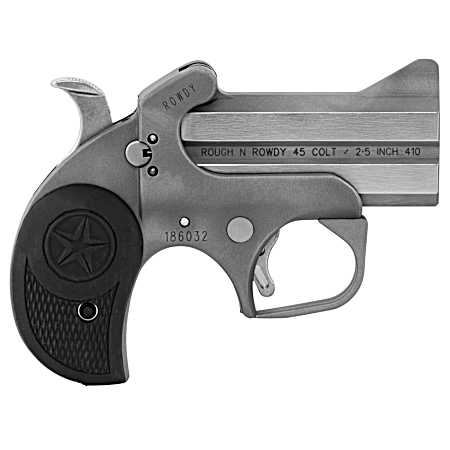 Bond Arms BARW Rowdy  410/45 Colt (LC) Derringer 3 2 Black Rubber Grip Polished Stainless Steel Frame