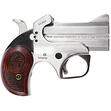 Bond Arms BATD Texas Defender 45 Colt (LC)/410 Gauge 2rd 3 Barrel, Stainless Metal Finish, Rosewood Grip, Blade Front/Fixed Rear Sights, Manual Safety