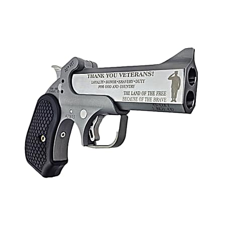 Bond Arms BA30THVET-45LC/410 30th Vet  45 Colt (Long Colt)/410 Gauge 2 Shot 4.25 Engraved Matte Barrel, Rough Matte Stainless Steel Frame, Black Grips