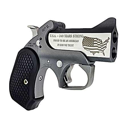 Bond Arms BA30THXL-45LC/410 30th XL  45 Colt (Long Colt)/410 Gauge 2 Shot 3 Engraved Matte Stainless Steel Barrel, Rough Matte Stainless Steel Frame, Black B6 Resin Grips