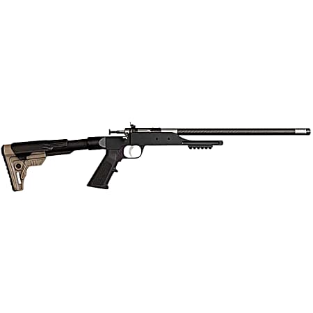 Keystone KSA2185 Precision 6061 22 LR Single Shot 16.12 Carbon Fiber Threaded Barrel, Black Anodized Picatinny Rail Aluminum Receiver, Black/FDE Adj Buffer Tube Style Butt Stock, Right Hand