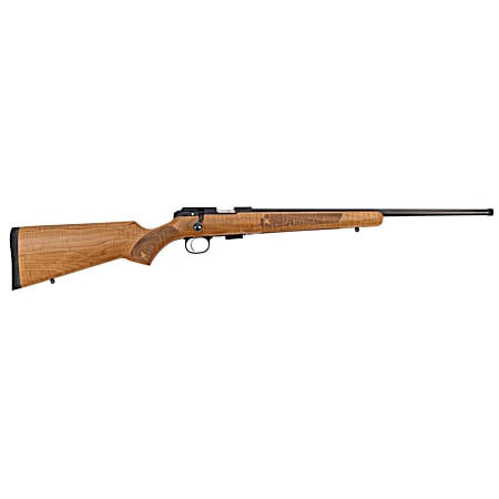 CZ-USA 02396 CZ 457 American 22 LR 5+1 20 Black Nitride Steel Threaded Barrel, AAAA Maple Wood Stock