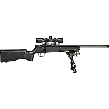 Savage Arms 13824 Rascal Target XP Youth 22 LR 1rd 16.12 Barrel, Matte Blued Metal Finish, Matte Black Synthetic Stock Includes 4x32mm Scope & Bipod