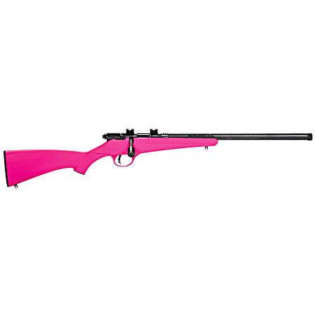 Savage Arms 13835 Rascal FLV-SR Youth 22 LR 1rd 16.12 Matte Blued Heavy Barrel, Matte Blued Carbon Steel Receiver, Pink Synthetic Stock, Right Hand