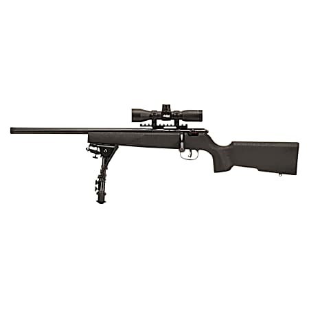 Savage Arms 13836 Rascal Target XP Youth 22 LR 1rd 16.12 Barrel, Matte Blued Metal Finish, Matte Black Synthetic Stock, Includes 4x32mm Scope & Bipod, Left Hand