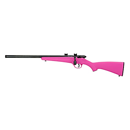 Savage Arms 13842 Rascal FLV-SR Youth 22 LR 1rd 16.12 Matte Blued Heavy Barrel, Matte Blued Carbon Steel Receiver, Pink Synthetic Stock, Left Hand
