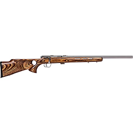 Savage Arms 25725 Mark II BTVS Full Size 22 LR 5+1 21 Satin Heavy Button Rifled Barrel, Satin Drilled & Tapped Stainless Steel Receiver, Satin Brown Thumbhole Laminate Stock, Right Hand