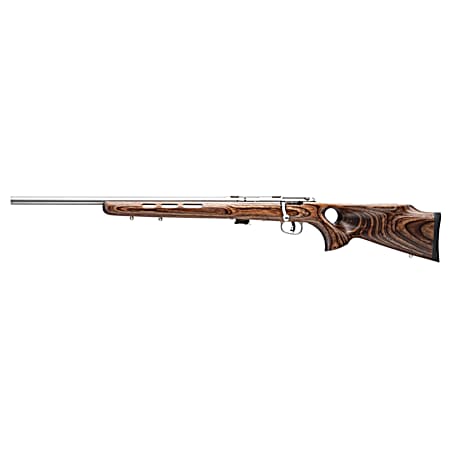 Savage Arms 25795 Mark II BTV Full Size 22 LR 5+1 21 Satin Heavy Button Rifled Barrel, Satin Drilled & Tapped Stainless Steel Receiver, Satin Brown Thumbhole Laminate Stock, Left Hand