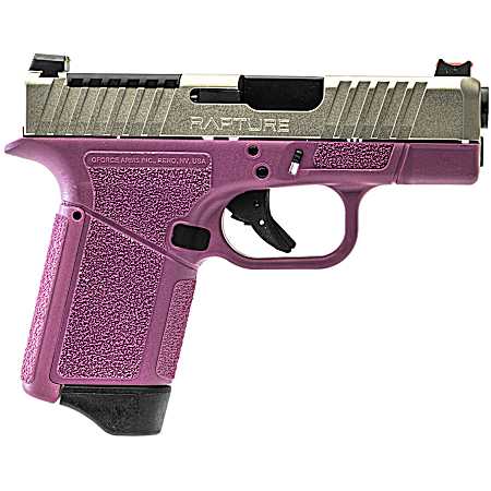 Gforce Arms GF932512PIN Rapture  Sub-Compact Frame 9mm Luger 12+1 3.25 Black Steel Barrel, Nickel Steel Optic Cut/Serrated Slide, Pink Cerakote Polymer Frame, Shield RMSc/RMR Footprint