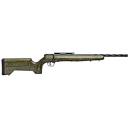 Savage Arms 70551 B Series  Full Size 22 WMR 9+1 18 Matte Black Spiral Fluted Threaded Barrel, Matte Black Carbon Steel Receiver w/Picatinny Rail, OD Green Fixed Laminate Stock, Right Hand