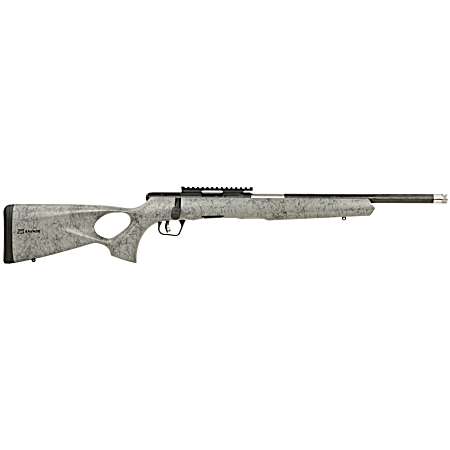 Savage Arms 70818 B Series TimberLite 17 HMR 10+1 18 Black Threaded Carbon Fiber/SS Barrel, Black Picatinny Rail Steel Receiver, Gray w/Black Webbing Synthetic Fixed Thumbhole Stock