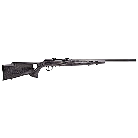 Savage Arms 47005 A17 Target Full Size 17 HMR 10+1 22 Black Heavy Fluted Barrel, High Luster Drilled & Tapped Carbon Steel Receiver, Satin Gray Thumbhole Laminate Stock, Right Hand