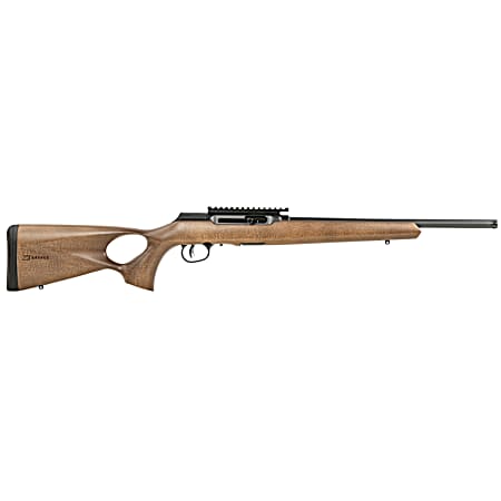 Savage Arms 47247 A Series Timber 22 LR 10+1 18 Black Threaded Barrel, Black Picatinny Rail Steel Receiver, Woodgrain Fixed Thumbhole Stock