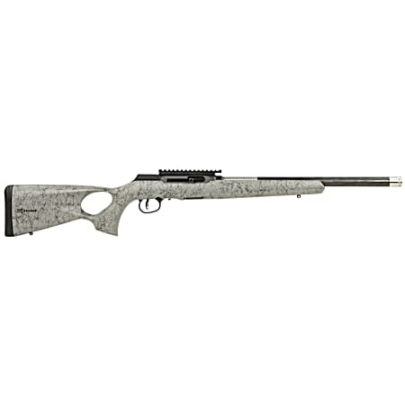 Savage Arms 47253 A Series TimberLite 22LR 10+1 18 Black Threaded Carbon Fiber/SS Barrel, Black Picatinny Rail Steel Receiver, Gray w/Black Webbing Synthetic Fixed Thumbhole Stock