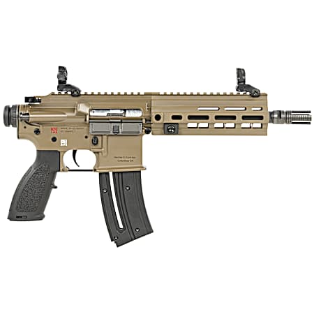 HK 81000530 416  Sports South Exclusive 22 LR 20+1 8.50 Black Steel Threaded Barrel, Flat Dark Earth Aluminum w/M-LOK & Picatinny Rail Receiver, Black Polymer Grip, Right Hand