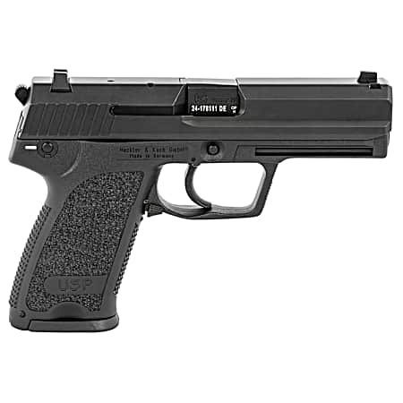 HK 81000309 USP V1 SA/DA 9mm Luger Caliber with 4.25 Barrel, 10+1 Capacity, Overall Black Finish, Serrated Trigger Guard Frame, Serrated Steel Slide & Polymer Grip Includes 2 Mags