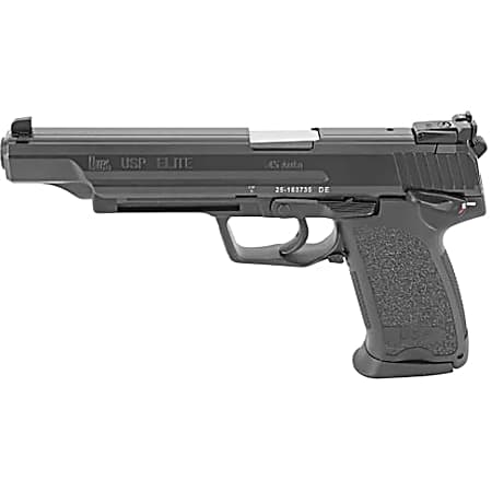 HK 81000367 USP V1 Elite 45 ACP 12+1 6.02 Stainless Stainless Steel Barrel, Black Long/Serrated Steel Slide, Black Polymer Frame, Black Polymer Grip, Includes Two Mags