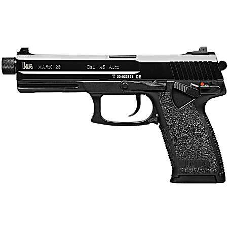 HK 81000080 Mark 23  45 ACP 10+1, 5.87  Black Steel Threaded Barrel, Serrated Steel Slide, Polymer Frame, Black Polymer Grip, Ambidextrous