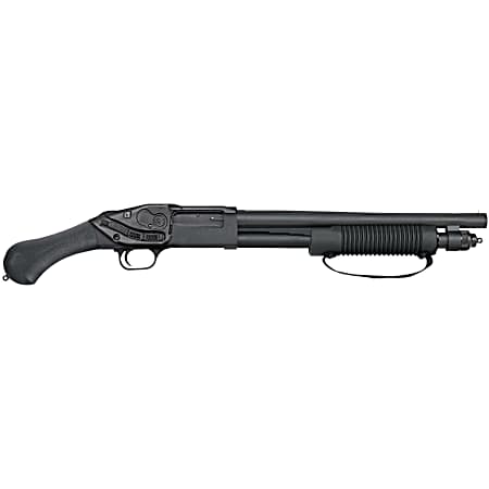 Mossberg 50638 590 Shockwave 12 Gauge Pump 3 5+1 14.38 Matte Blued Heavy-Walled Barrel, Drilled & Tapped Matte Blued Stainless Steel Receiver, Black Raptor Birdshead Grip, Crimson Trace Lasersaddle