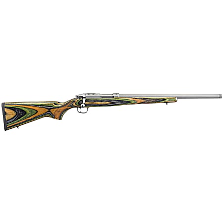 Ruger 7220 77/17  17 Hornet 6+1 18.50 Threaded Barrel, Matte Stainless Steel, Integral Scope Mount On Solid Steel Receiver, Green Mountain Laminate Stock