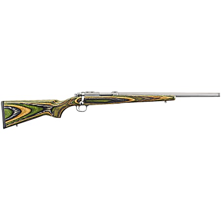 Ruger 7219 77/17  17 WSM 6+1 18.50 Threaded Barrel, Matte Stainless Steel, Integral Scope Mounts On Solid Steel Receiver, Green Mountain Laminate Stock