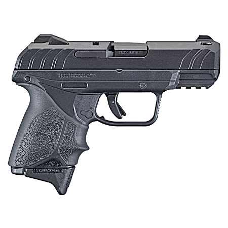 Ruger 3829 Security-9 Compact 9mm Luger  3.42 Barrel 10+1, Black Polymer Frame With Picatinny Acc. Rail, Black Oxide Steel Slide, Hogue Beavertail HandALL Grip Sleeve, Manual Safety