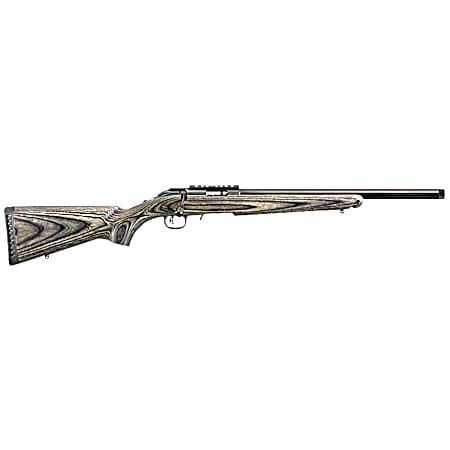 Ruger 8349 American Rimfire Target Full Size 22 WMR 9+1 18 Satin Blued Threaded Bull Barrel, Satin Blued Drilled & Tapped Steel Receiver, Black Laminate Fixed Stock, Right Hand
