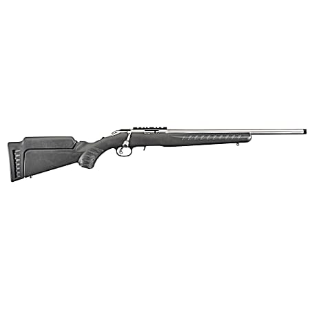 Ruger 8351 American Rimfire  Full Size 22 LR 10+1 18 Satin Stainless Threaded Barrel, Satin Stainless Scope Rail Receiver, Black Synthetic Adjustable Stock, Right Hand