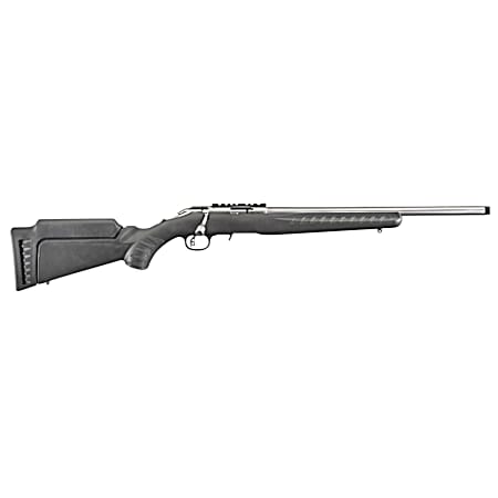 Ruger 8352 American Rimfire  Full Size 22 WMR 9+1 18 Matte Stainless Threaded Barrel, Satin Stainless Scope Rail Receiver, Black Synthetic Adjustable Stock, Right Hand