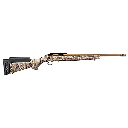 Ruger 8372 American Rimfire  Full Size 22 LR 9+1 18 Bronze Cerakote Threaded Barrel, Bronze Cerakote Picatinny Rail Steel Receiver, GoWild Camo I-M Brush Synthetic Fixed Stock, Right Hand