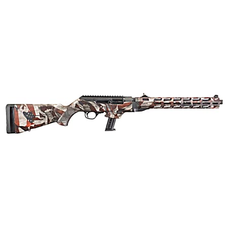 Ruger 19121 PC Carbine  9mm Luger 17+1 16.12 Threaded/Fluted Barrel, American Flag Cerakote Aluminum Alloy Receiver, American Flag Synthetic Stock, Optics Ready