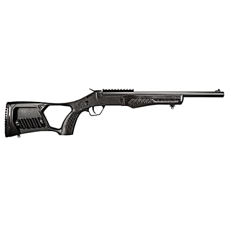 Rossi SSPS45-BK Tuffy Single Shot 45 Colt (LC)/410 Gauge (3 Chamber) 1rd 16.50, Black, Thumbhole Pistol Grip Stock with Shell Holder, Overmolded Grip, Front Iron Sight, Optics Mount