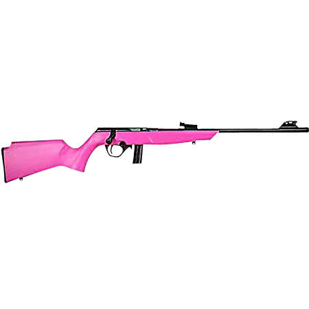 Rossi  RB22  Compact 22 LR 10+1, 16 Matte Black Button Rifled Free Floating Steel Barrel, Matte Black Stainless Steel Receiver, Pink Monte Carlo Stock, Right Hand