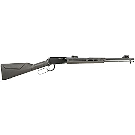 Rossi RL22W201SY Rio Bravo  Lever Action 22 WMR 12+1 20 Round Barrel, Black, Polished Rec/Barrel, Synthetic Stock, Fiber Optic Sights