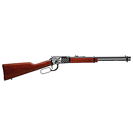 Rossi RL22181WD-EN22 Rio Bravo  22 LR 15+1 18 Black Polished Alloy Steel Barrel, Black Engraved w/Flag & Eagle Alloy Steel Receiver, Hardwood Fixed Stock, Right Hand