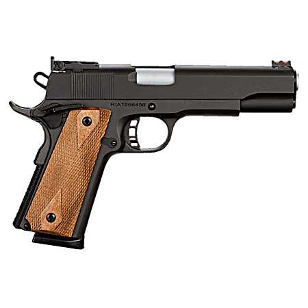 Rock Island 51434 Pro Ultra Match *CA Compliant 45 ACP Caliber with 5 Barrel, 8+1 Capacity, Overall Black Parkerized Finish Steel, Beavertail Frame, Serrated Slide & Checkered Wood Grip