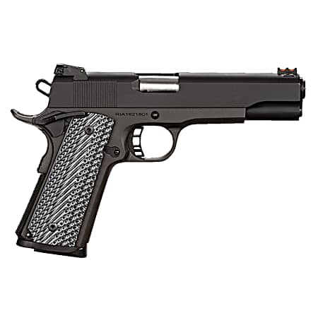 Rock Island 51486 Rock Ultra FS 45 ACP Caliber with 5 Barrel, 8+1 Capacity, Overall Black Parkerized Finish Steel, Beavertail Frame, Serrated Slide & Black/Gray G10 Grip