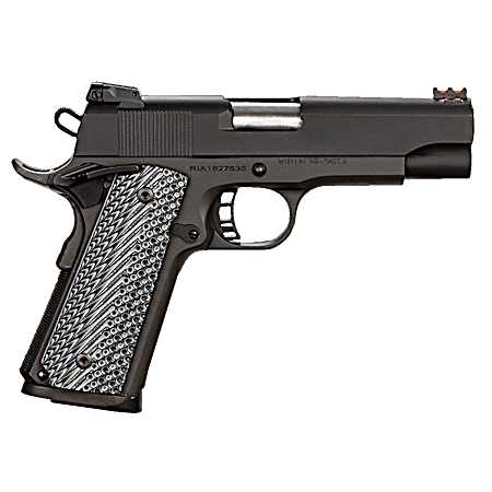 Rock Island 51487 Rock Ultra MS 45 ACP Caliber with 4.25 Barrel, 8+1 Capacity, Overall Black Parkerized Finish Steel, Beavertail Frame, Serrated Slide & Black/Gray G10 Grip