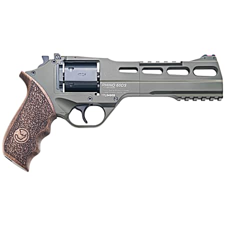 Chiappa Firearms CF340282 Rhino 60SAR SAO 357 Mag 6rd 6 Blued Cylinder OD Green Steel Barrel OD Green Cerakote Aluminum Frame with Walnut Grip